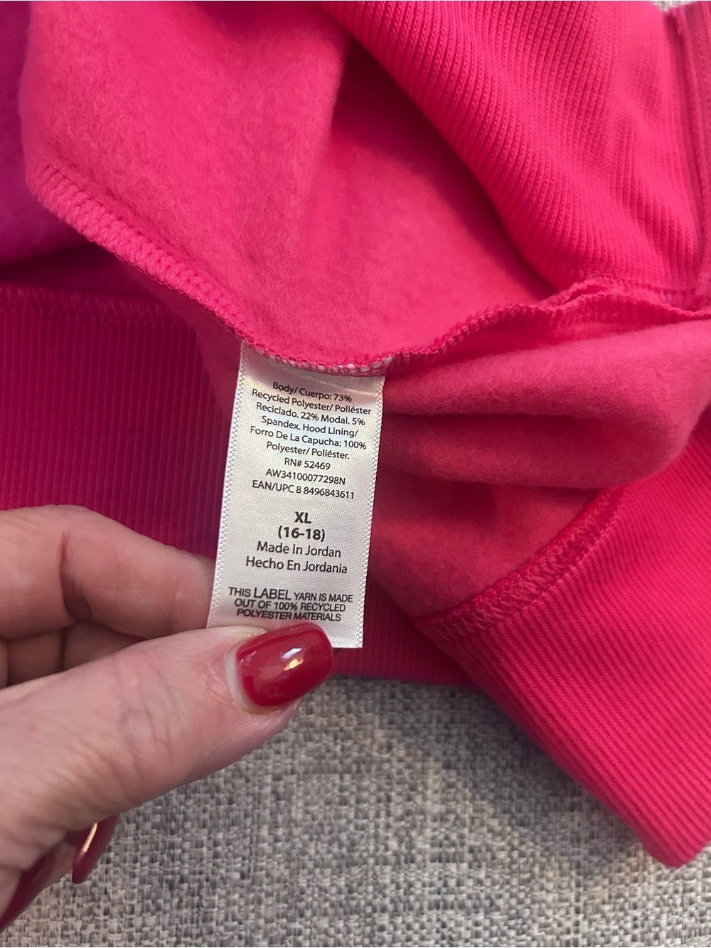 Athletic Works Fuchsia Pullover Hoodie w Matching Pants. Size XL (16-18). NWT - Picture 9 of 10